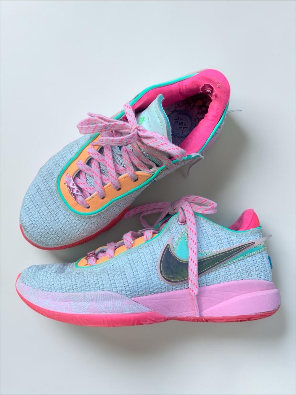 Nike LeBron 20 Time Machine Teal Pink DJ5423-400 Sneakers Men’s 7.5 As Is